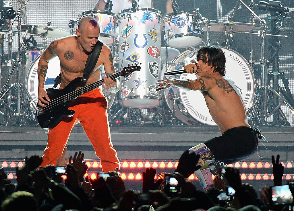 Flea and Anthony Kiedis performing