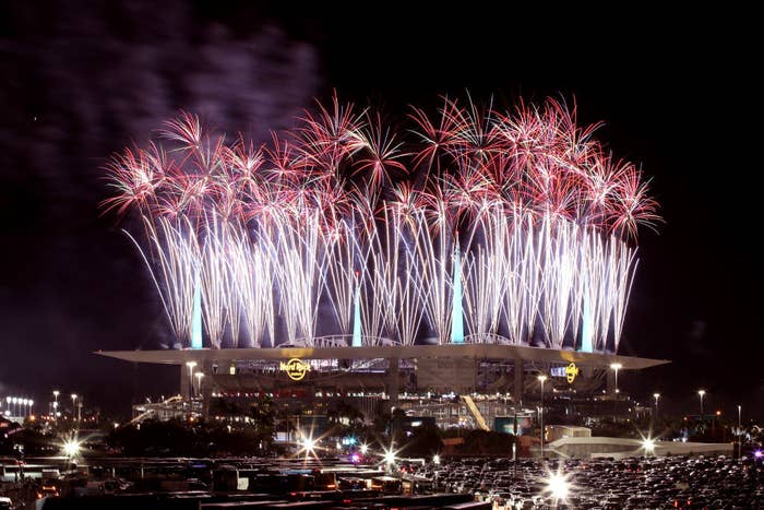 A light show at a halftime show