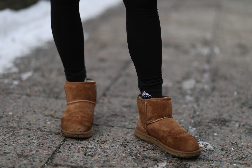 close up of uggs being worn