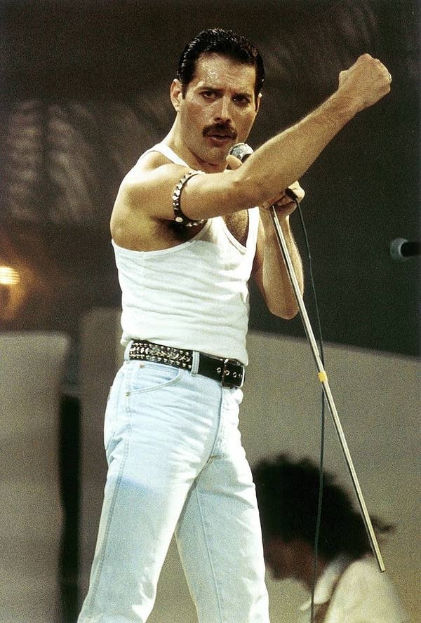 Freddie Mercury onstage performing