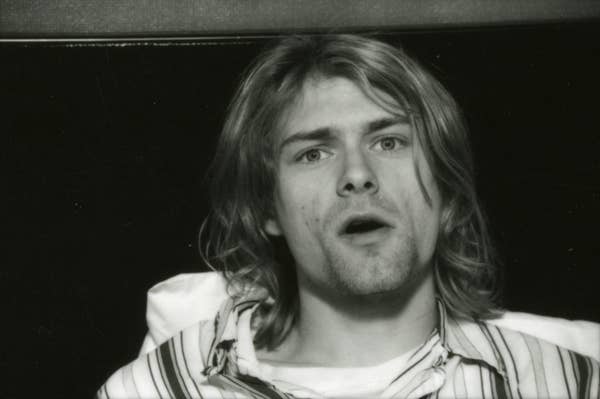 black and white photo of Cobain