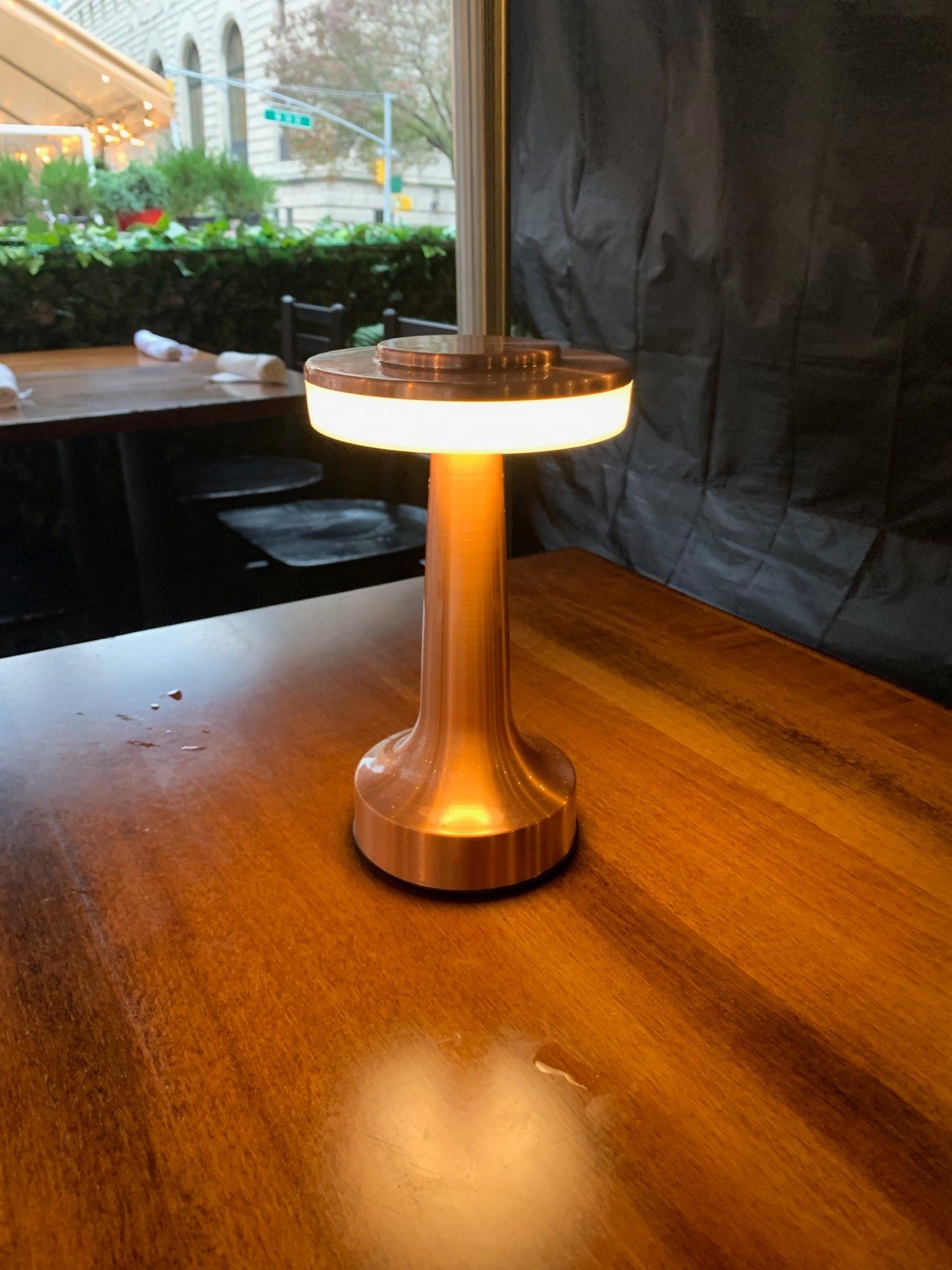 a reviewer's lamp on a table