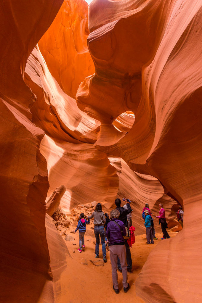 Tourists in lower Antelope Canyon