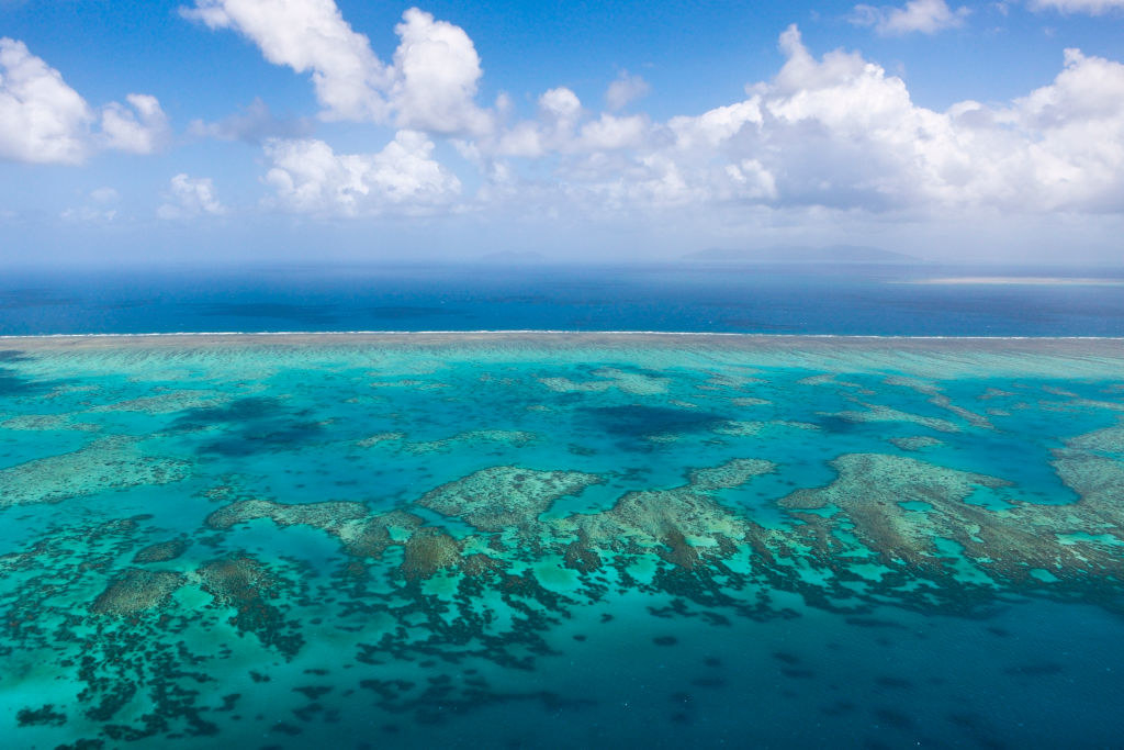 An aerial view of the Great Barrier Reef