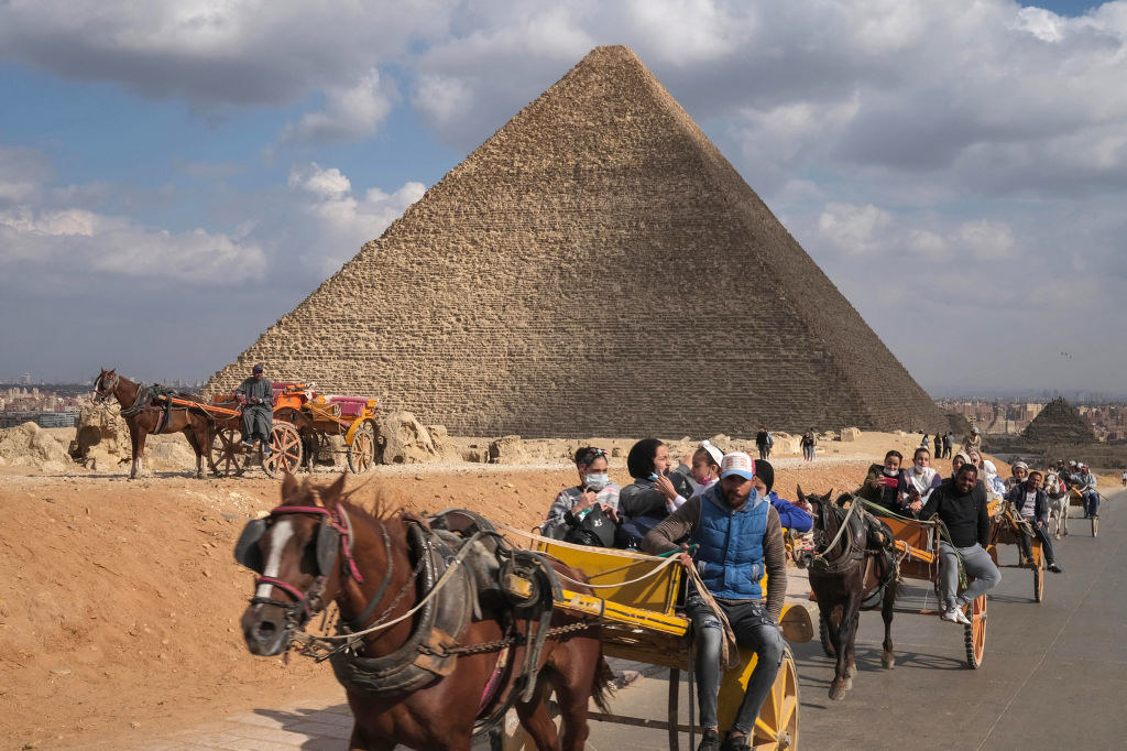 Tourists at the pyramids of Giza