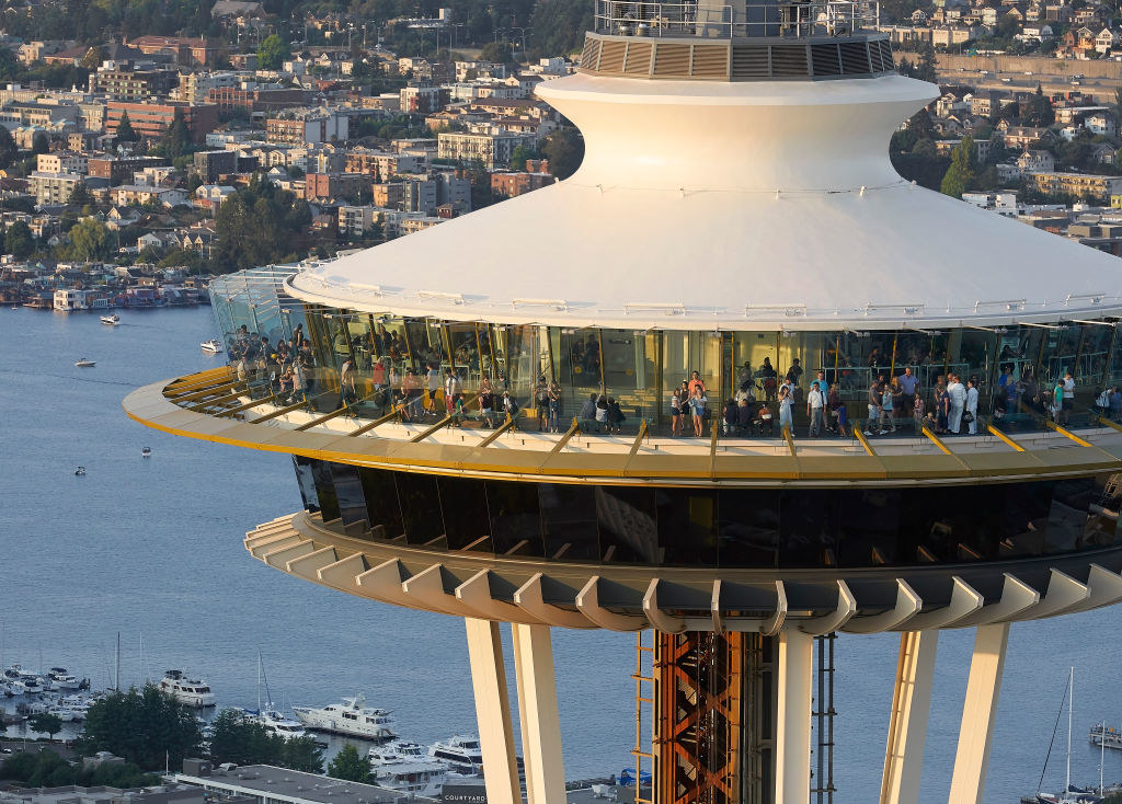 People in the Seattle Space Needle