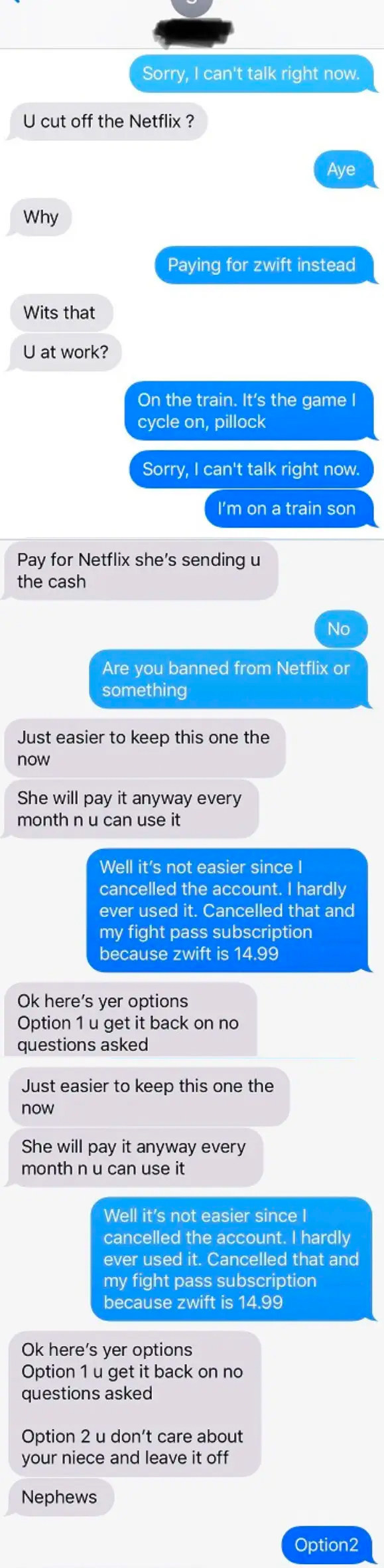 person getting mad that their brother got rid of Netflix