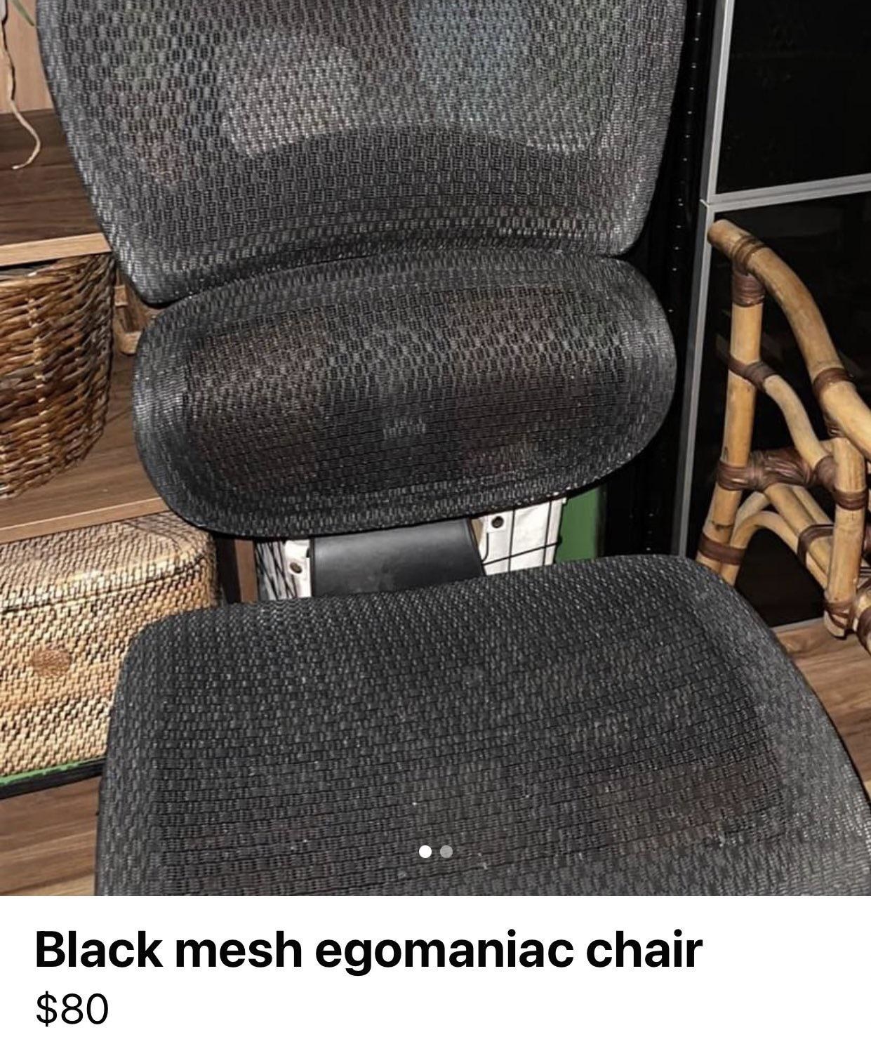 marketplace ad reading black mesh egomaniac chair
