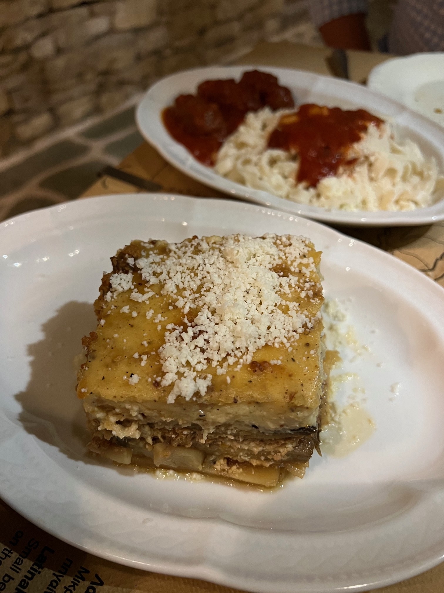 A plate of Greek moussaka.