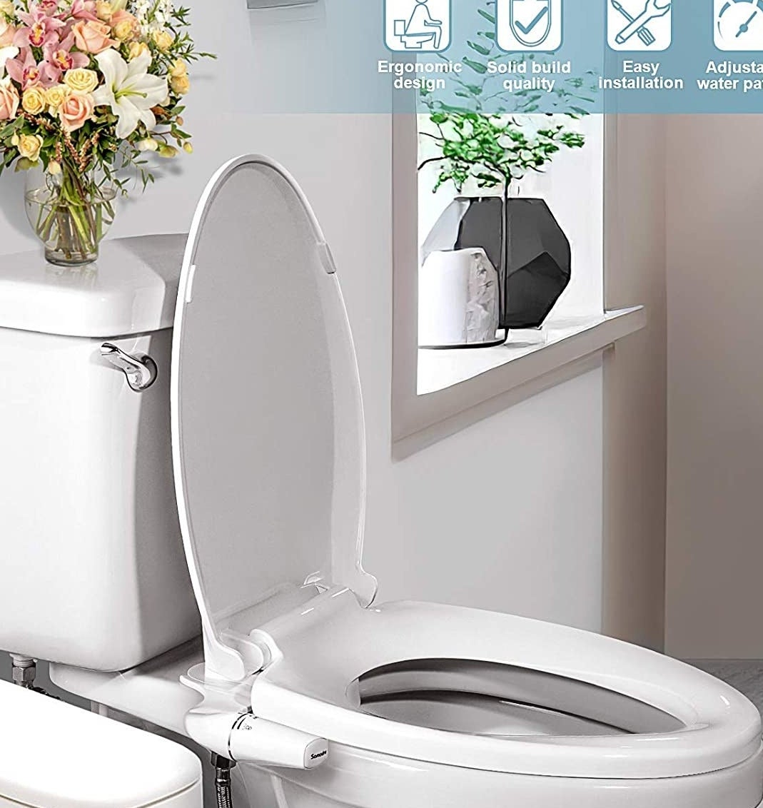 the bidet attached to a toilet
