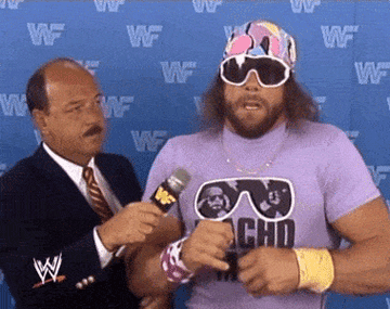 Macho Man Randy Savage states he is the cream of the crop holding a coffee creamer