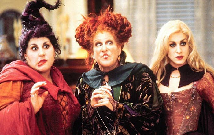 the three witches of hocus pocus looking afraid