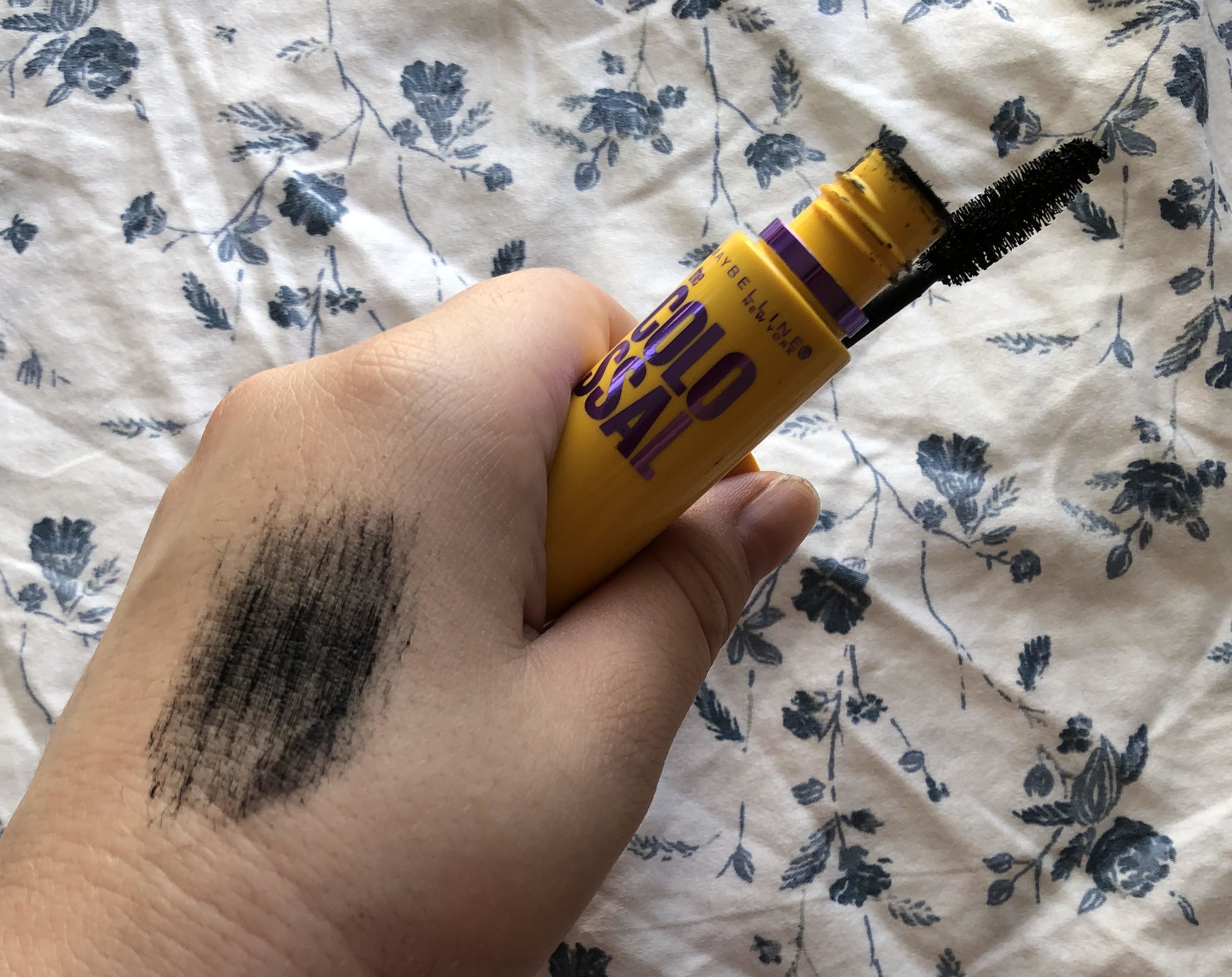 The Maybelline Colossal Mascara swatched on my hand