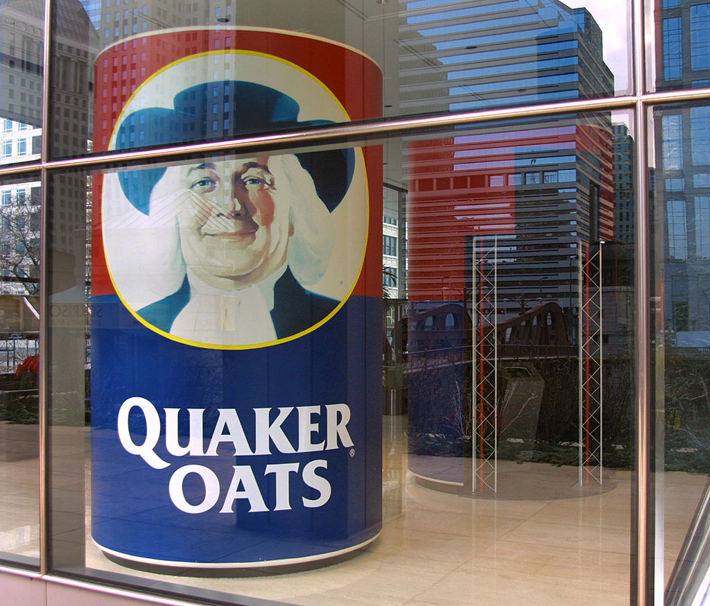 A Quaker Oats window poster