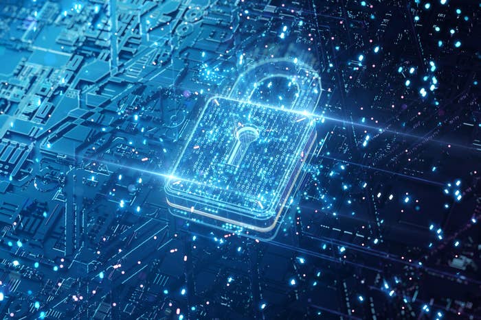 Digital rendering of cybersecurity lock