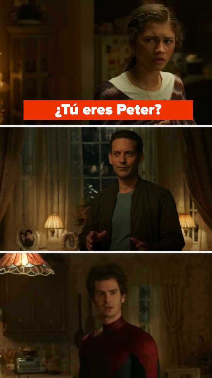 MJ asks you're peter to tobey maguire and andrew garfield