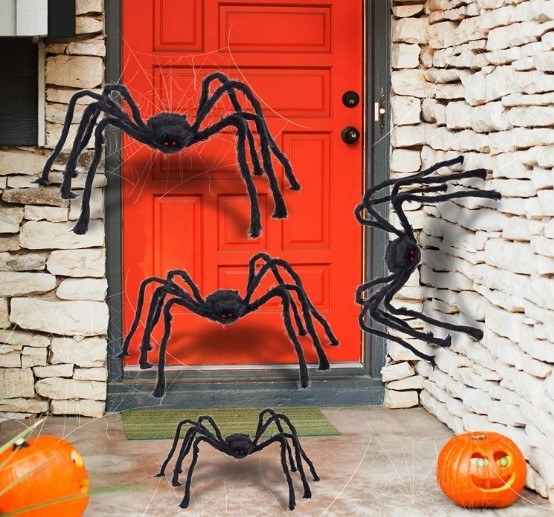 Arañas falsas peludas para decoración de halloween