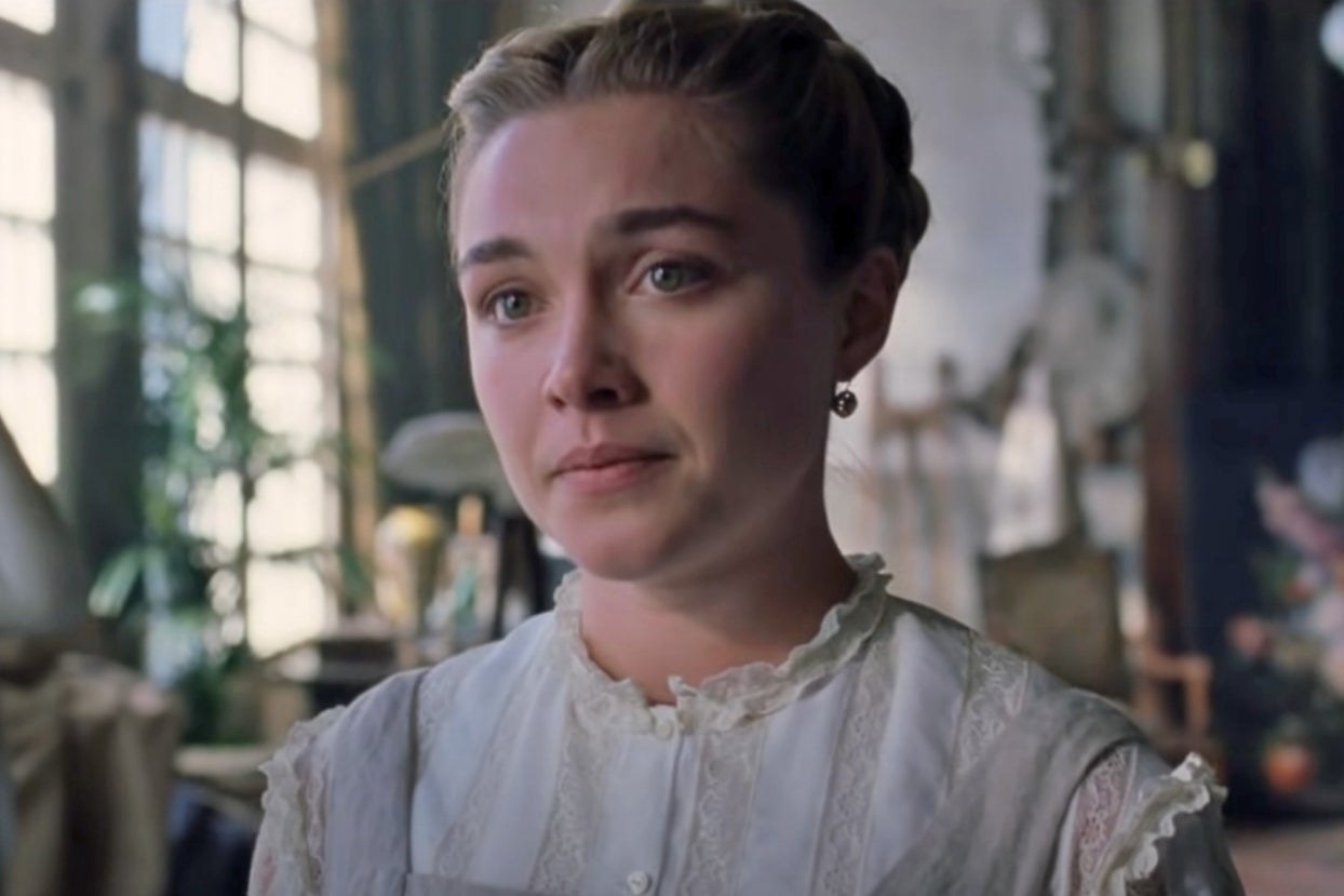 Florence Pugh staring straight ahead as Amy in Little Women
