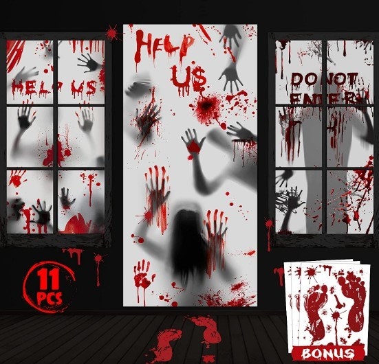 Stickers falsos de sangre para decorar ventanas en halloween