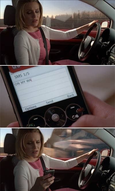 Quinn texting while driving