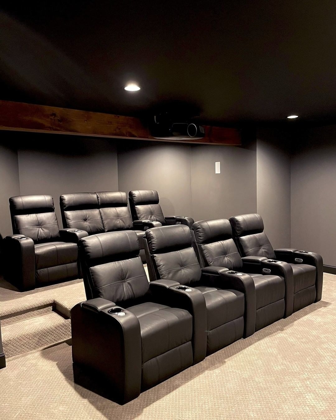 The chairs in a home theatre