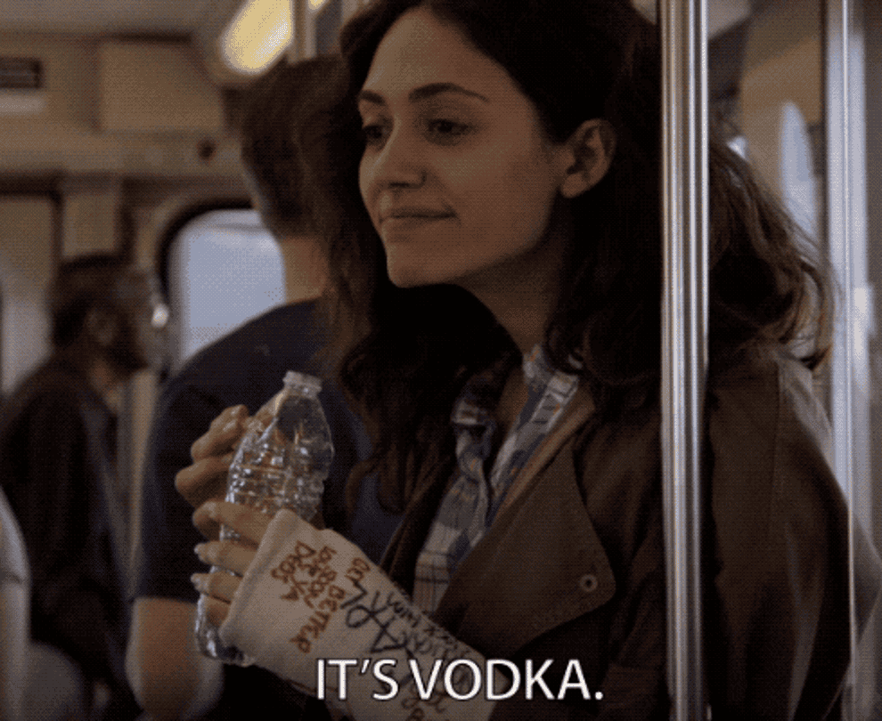 Emmy Rossum as Fiona Gallagher in &quot;Shameless&quot; saying &quot;It&#x27;s Vodka&quot;