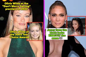 Olivia Wilde then vs. now; Jennifer Lopez then vs. now