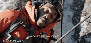 Anthony Mackie saying &quot;I can&#x27;t feel my hands&quot; on &quot;Running Wild With Bear Grills&quot;