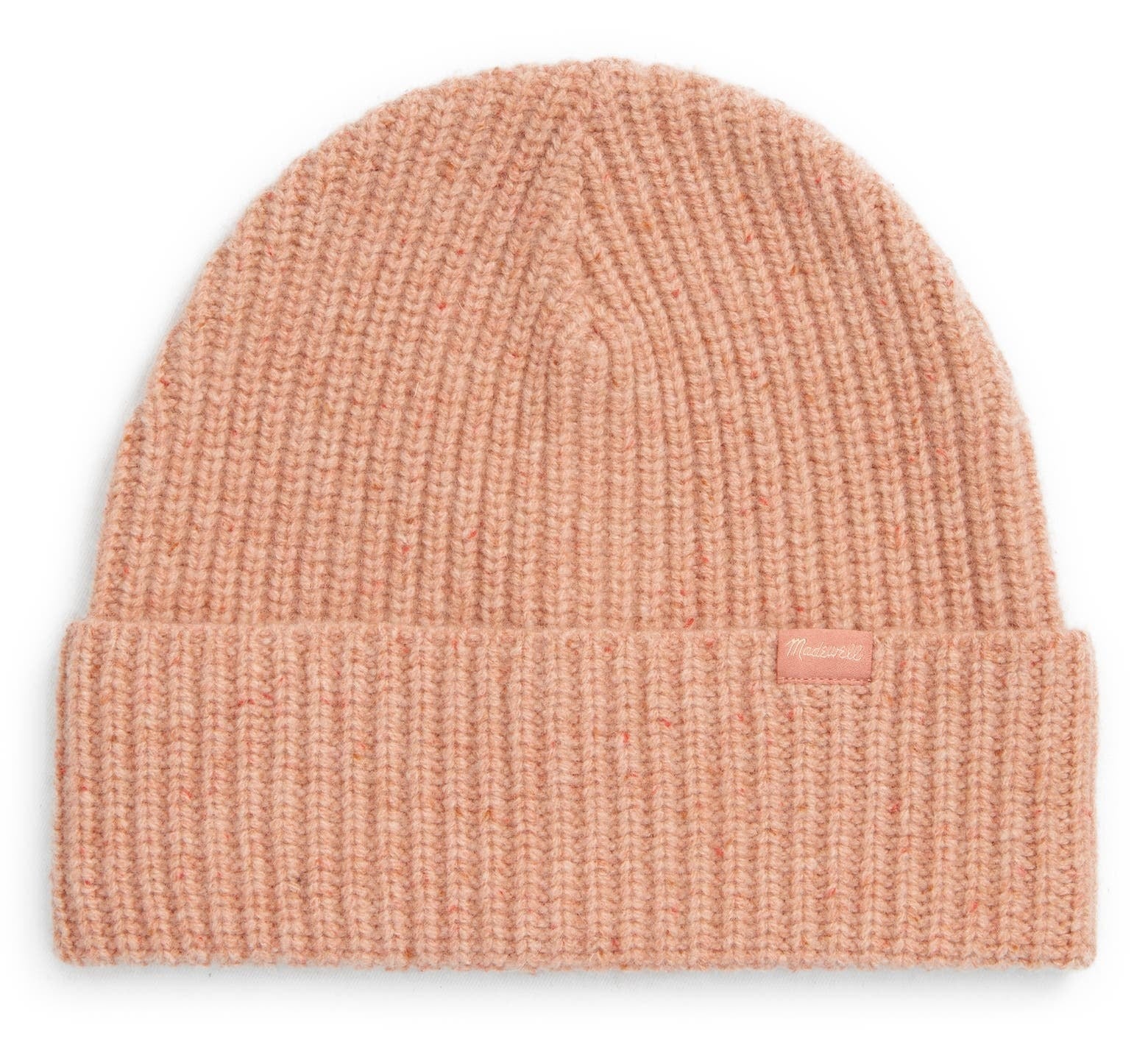 Beanie with cuff on the bottom in peach cream