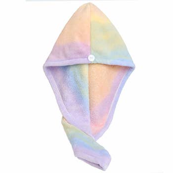 The colorful hair drying wrap towel