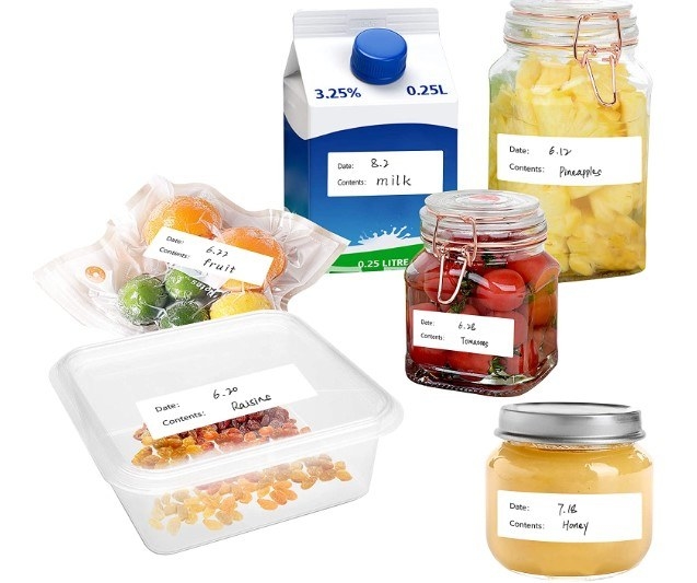 Etiquetas para almacenamiento de comida.