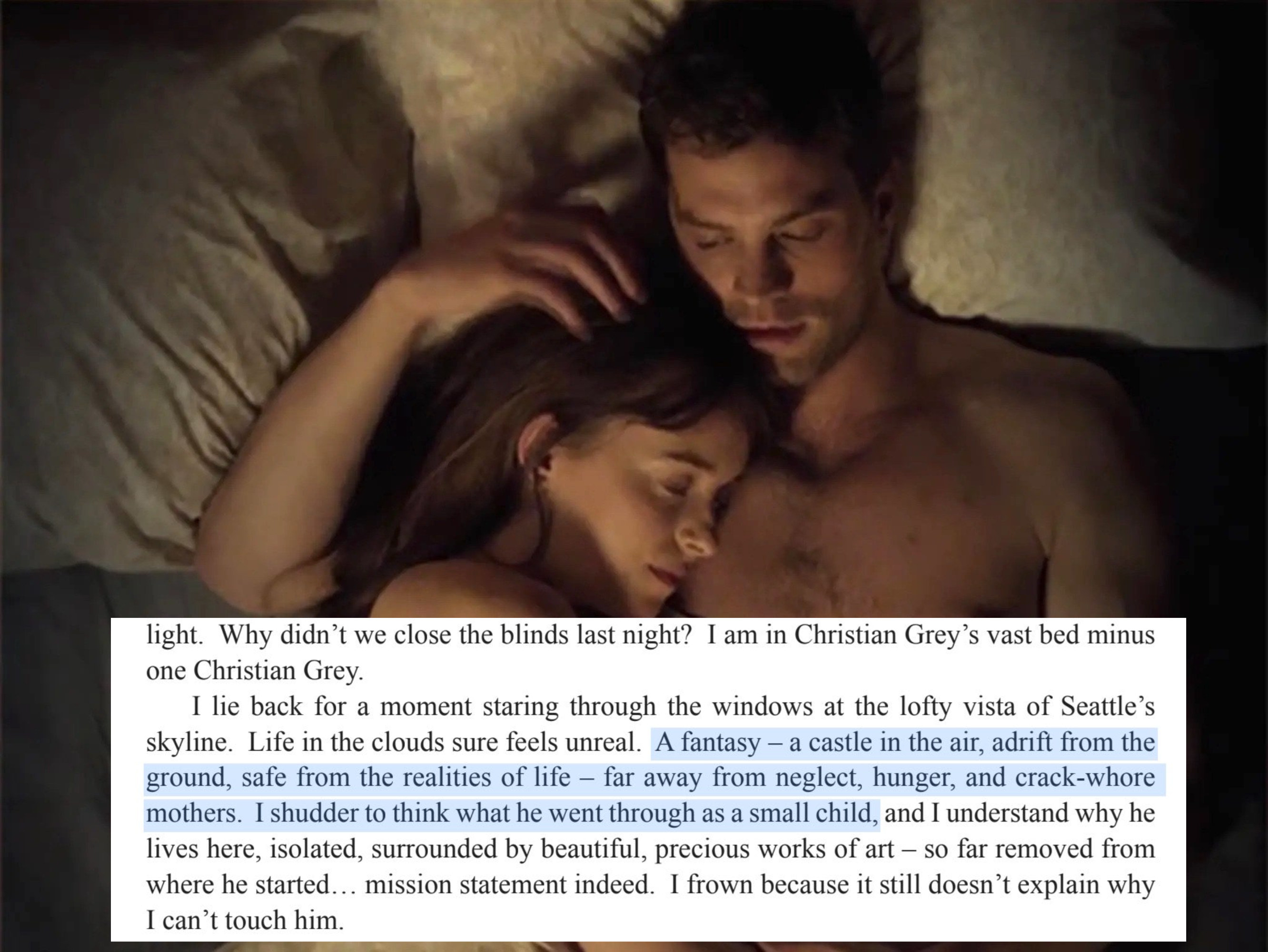 couple in bed in &quot;50 shades of grey&quot; (Insert) excerpt form &quot;50 shades of grey&quot;