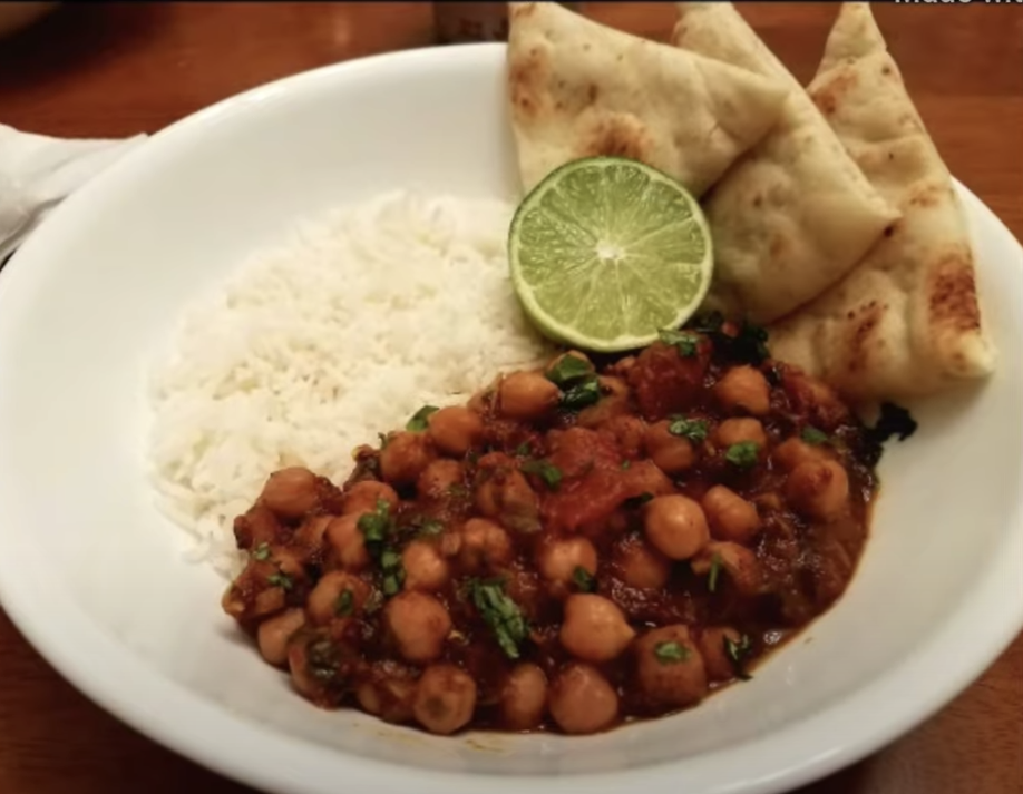 Chana masala with rice