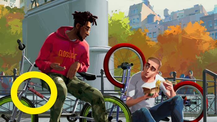 Animated characters sitting with their bikes