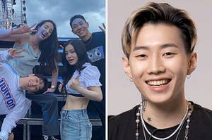 Jay park and other k pop stars posing on stage