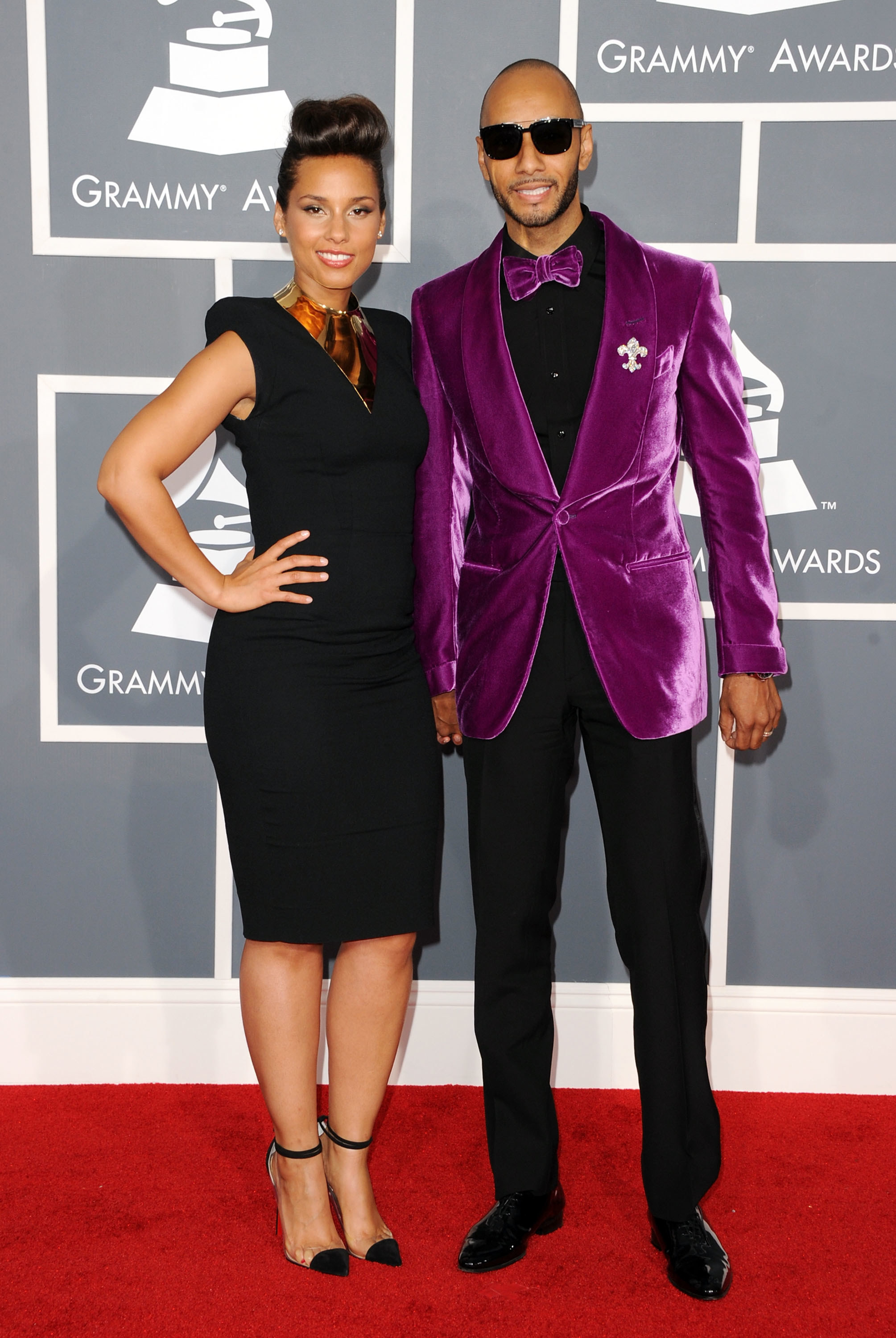 Alicia Keys and Swizz Beatz attend the Grammys on February 12, 2012