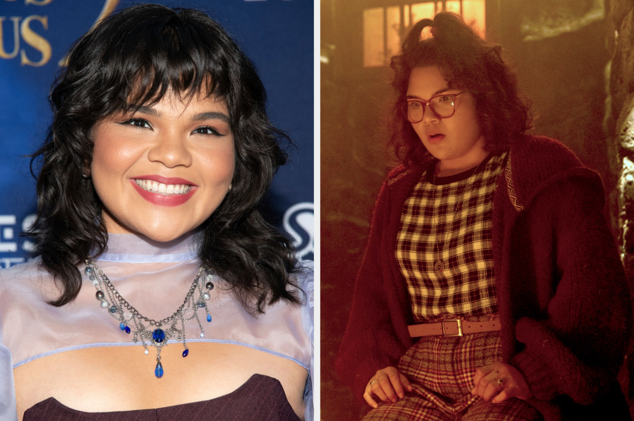 Belissa Escobedo on the red carpet as herself and as Izzy in hocus pocus 2
