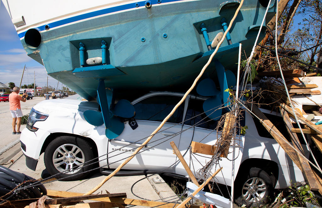 A closeup of the boat on top of a Suburban
