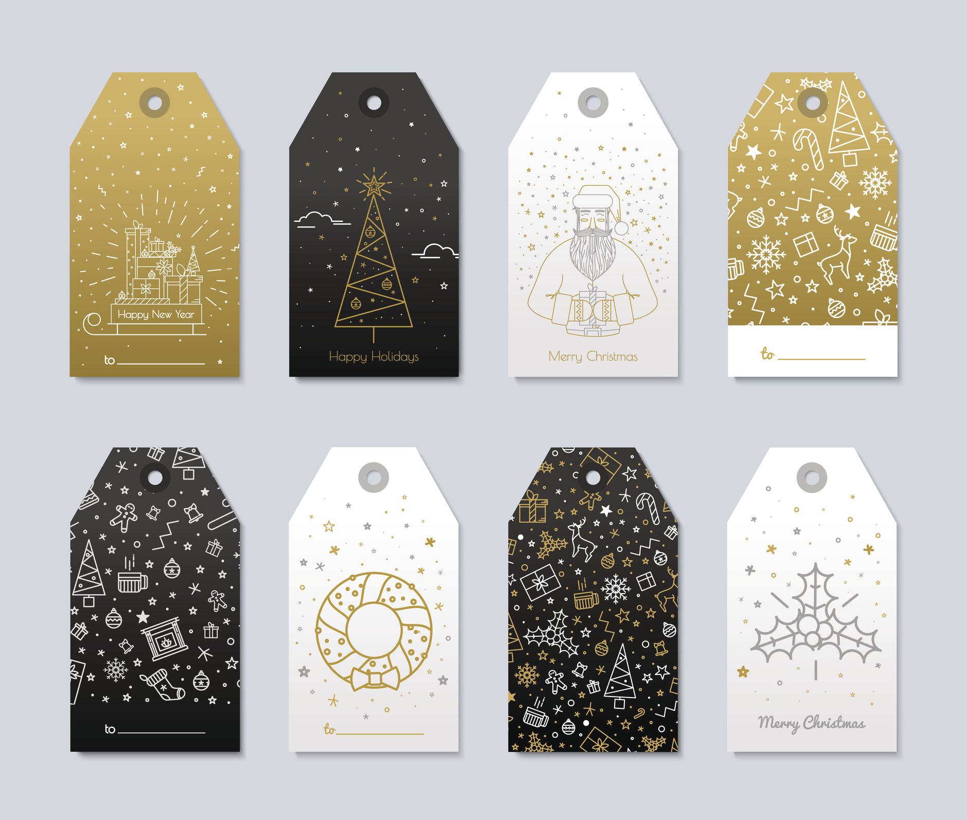 A variety of holiday gift labels