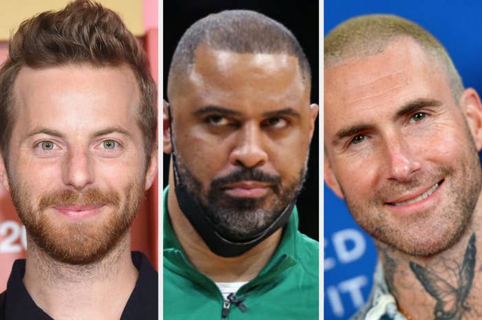 Side-by-side photos of Ned Fulmer, Ime Udoka, and Adam Levine, three men recently embroiled in infidelity controversies