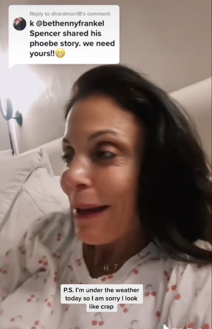 TikTok screenshot of Bethenny being asked about her Phoebe story