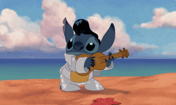 Stitch dances with a guitar