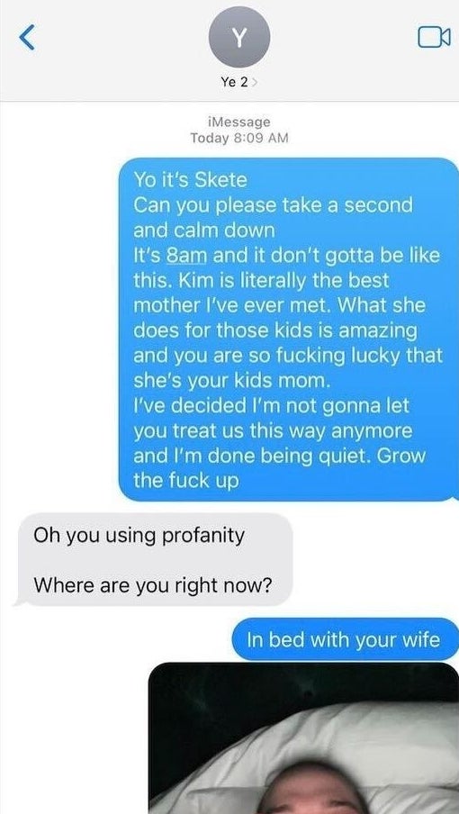 Text exchange between Pete and Ye