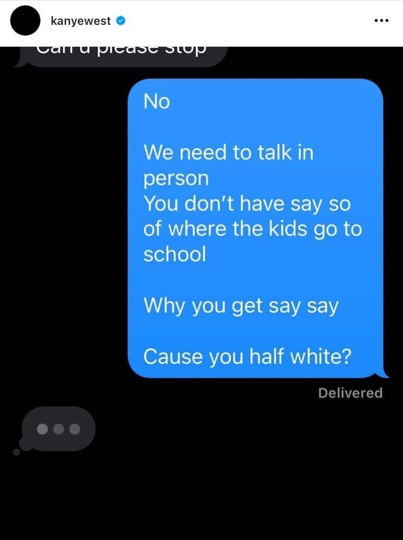 Ye's text to Kim