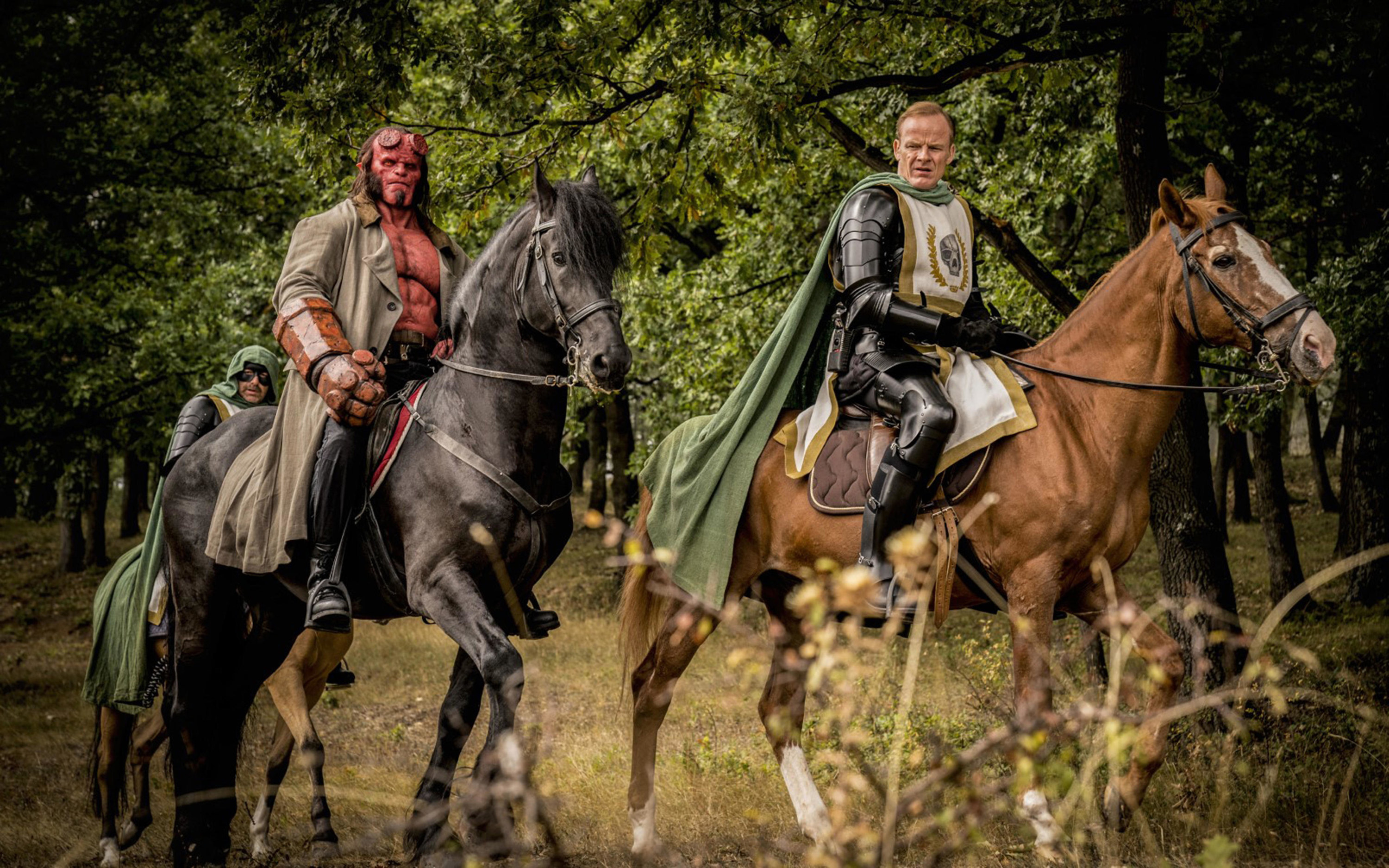 Hellboy rides a stallion while troll hunting in &quot;Hellboy&quot; (2019)