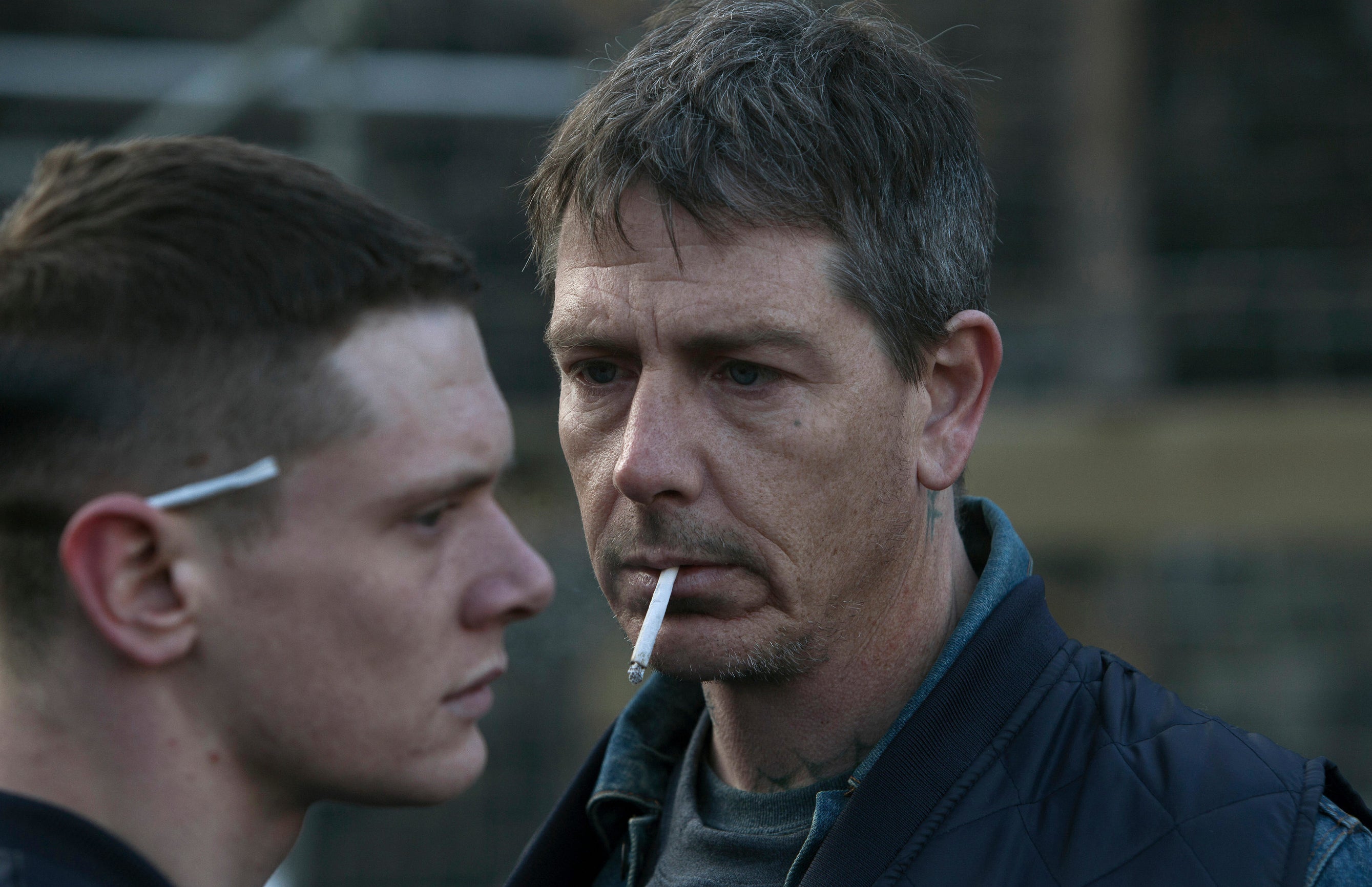 Jack O&#x27;Connell and Ben Mendelsohn in &quot;Starred Up&quot;
