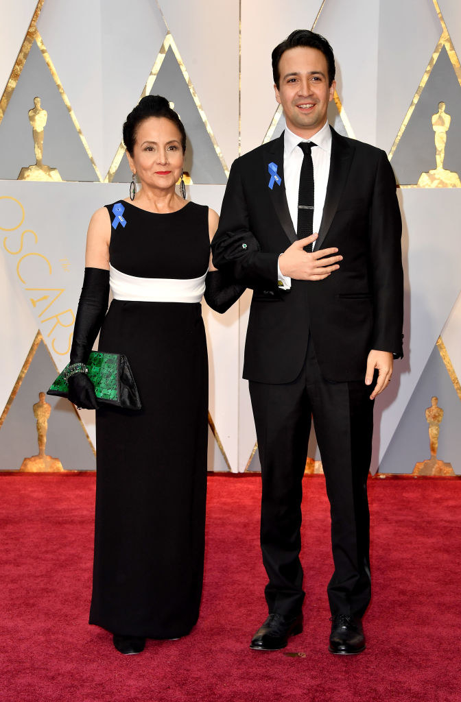 Lin-Manuel and his mom on the red carpet