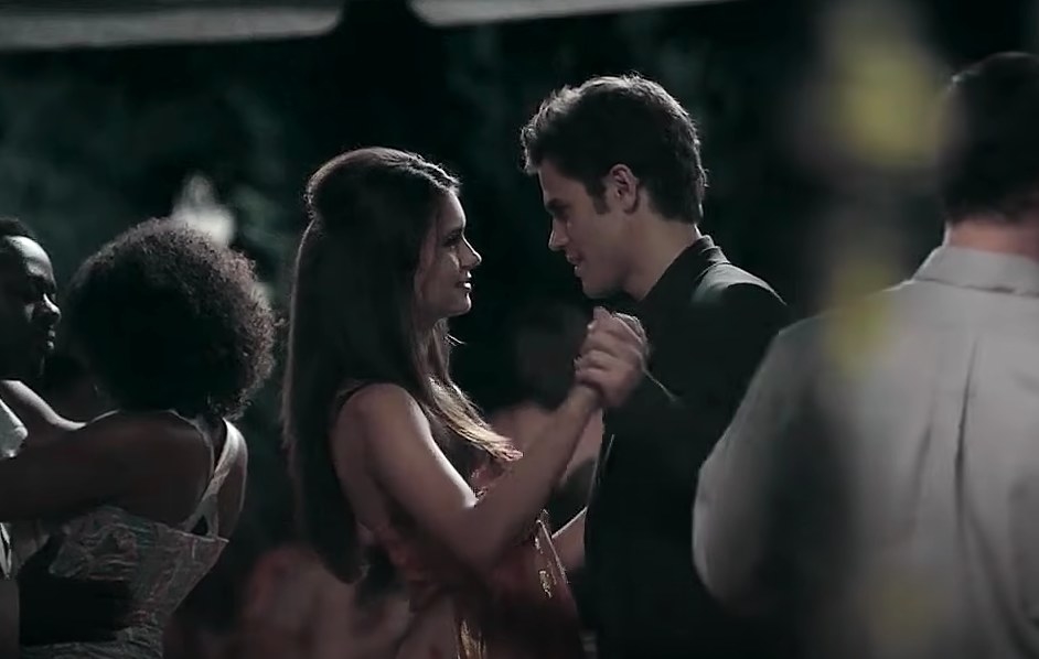 still from The Vampire Diaries of Elena and Damon dancing