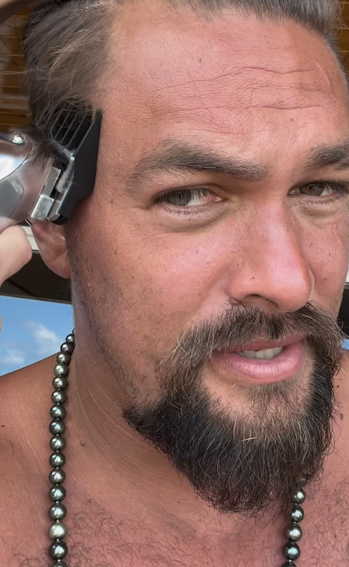 Jason Momoa shaving