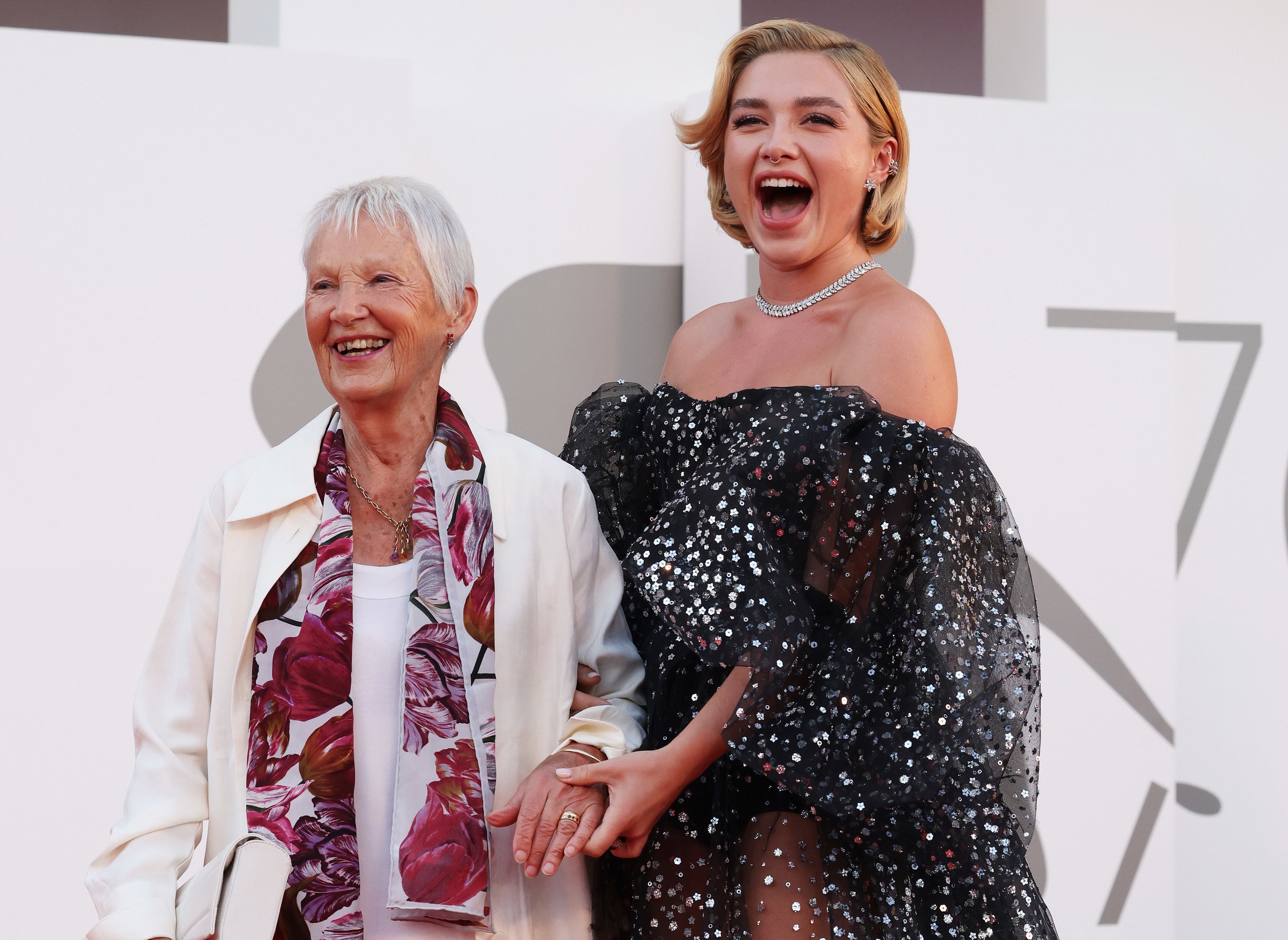 A closeup of Florence and her grandma